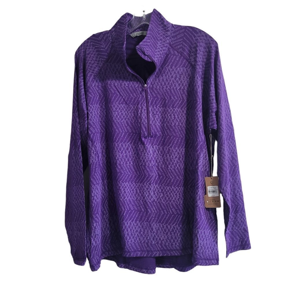 Tasc womens purple pattern pullover